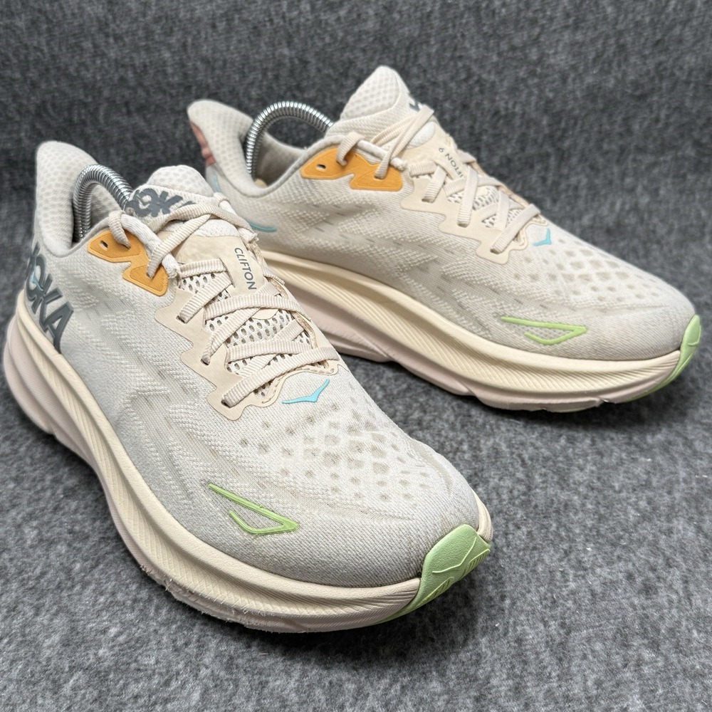 Hoka One One Clifton 9 Womens Size 10 Eggnog Multicolor Running Shoes Sneakers